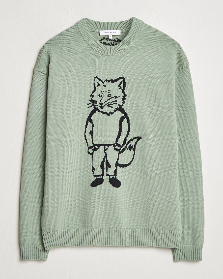 Hombres | Jerséis y prendas de punto | Maison Kitsuné | Dressed Fox Knitted Sweater Vert De Gris