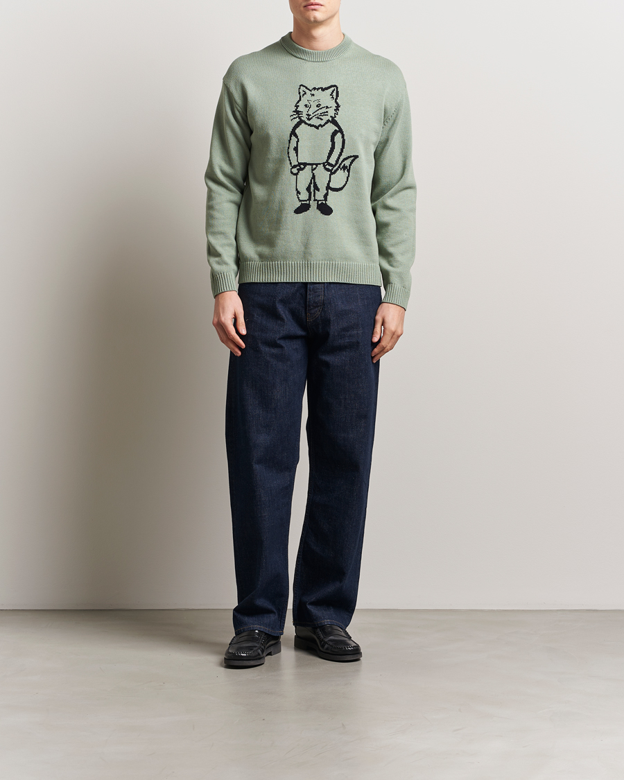 Hombres | Jerséis y prendas de punto | Maison Kitsuné | Dressed Fox Knitted Sweater Vert De Gris