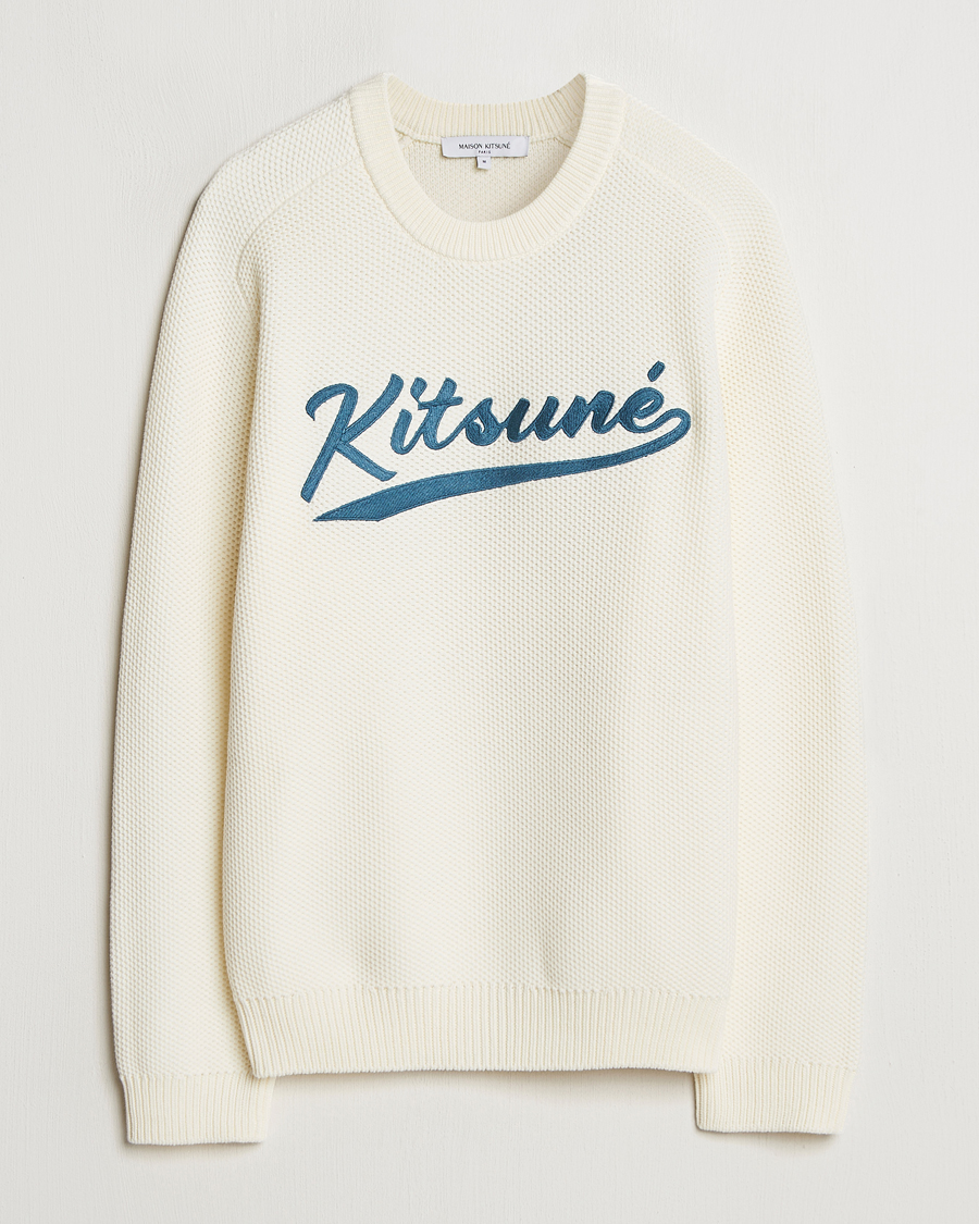 Hombres | Jerséis y prendas de punto | Maison Kitsuné | Varsity Embroidered Sweater Milk