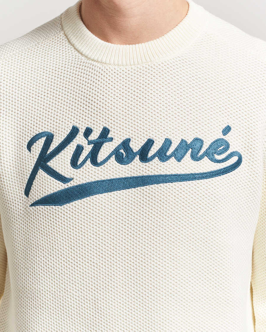 Hombres | Jerséis y prendas de punto | Maison Kitsuné | Varsity Embroidered Sweater Milk