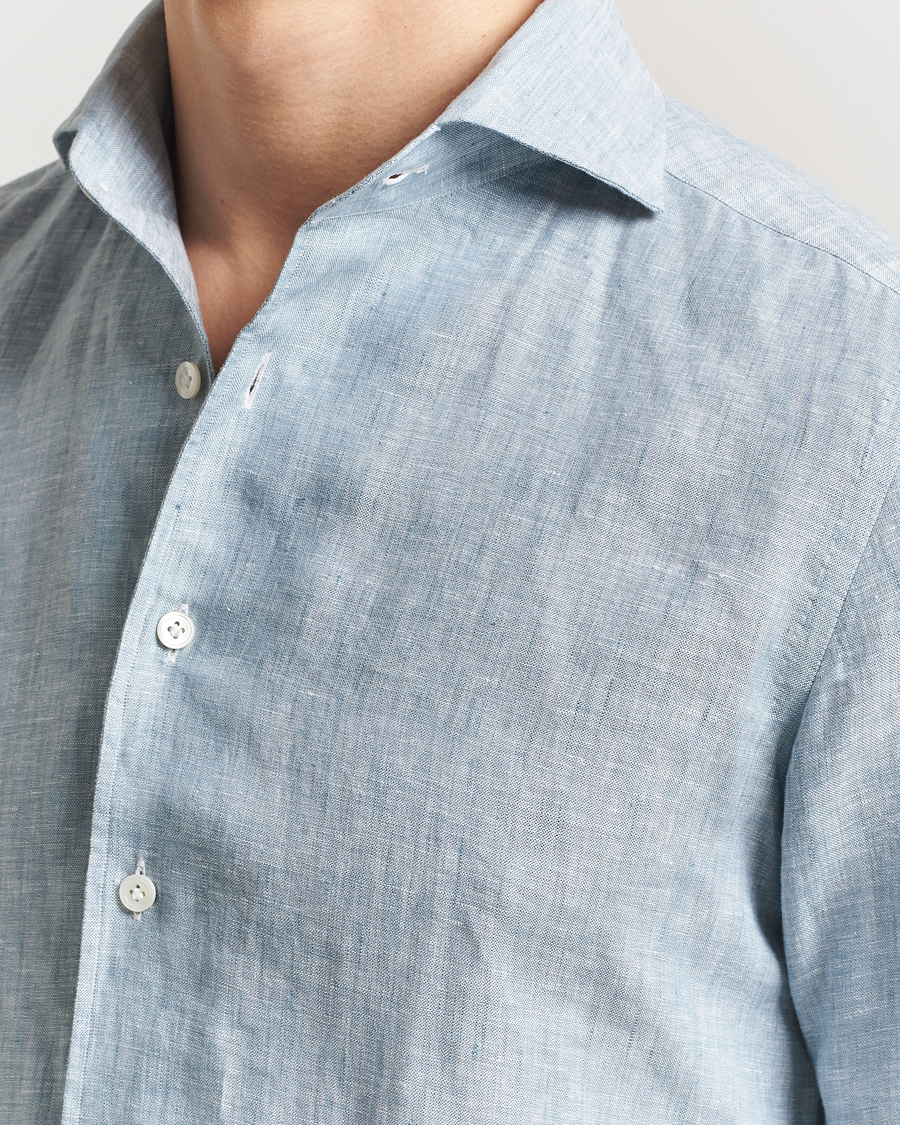 Hombres | Camisas | 100Hands | Cut Away Linen Shirt Blue