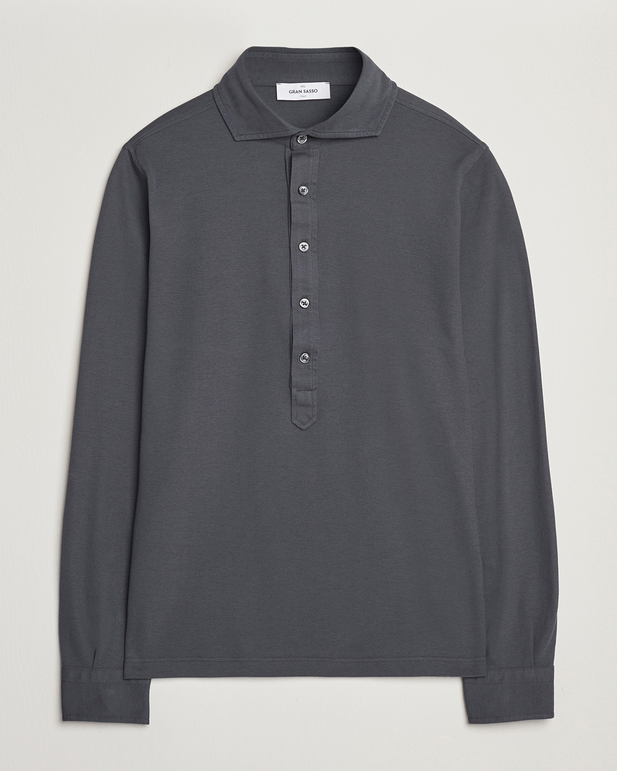 Hombres | Camisas | Gran Sasso | Popover Shirt Charcoal
