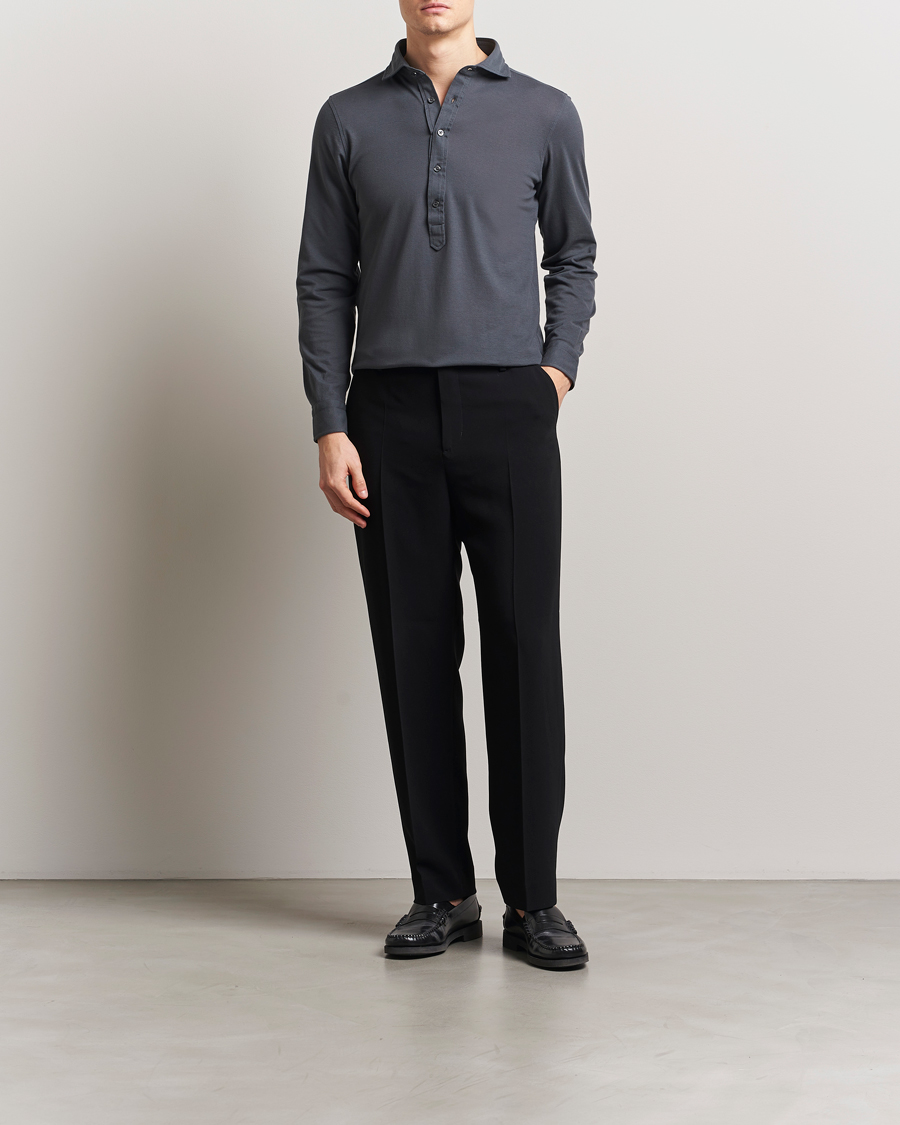 Hombres | Camisas | Gran Sasso | Popover Shirt Charcoal