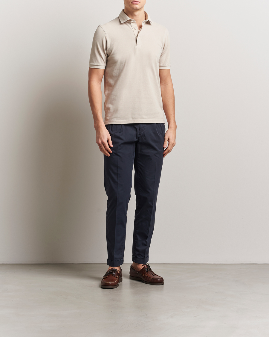 Hombres | Polos | Gran Sasso | Washed Polo Beige Melange