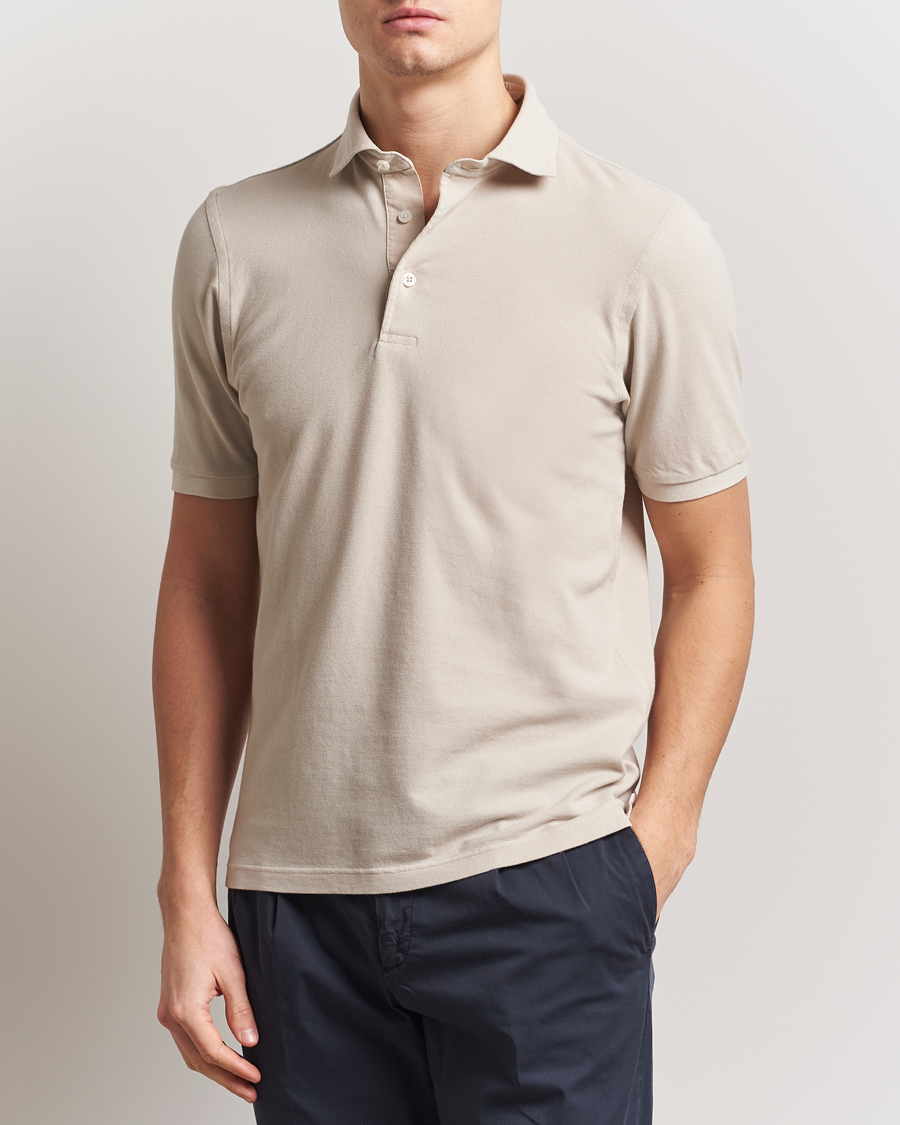 Hombres | Polos | Gran Sasso | Washed Polo Beige Melange