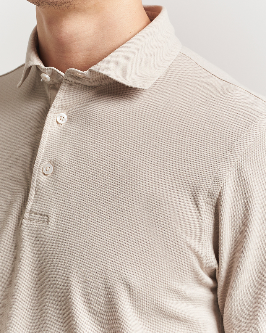 Hombres | Polos | Gran Sasso | Washed Polo Beige Melange