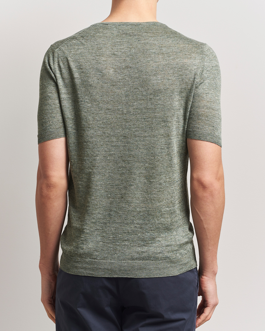 Hombres | Camisetas | Gran Sasso | Knitted Linen T-Shirt Green Melange
