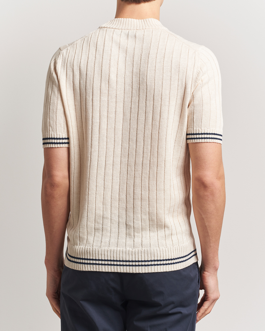 Hombres | Camisetas | Gran Sasso | Linen/Cotton Structured T-Shirt Cream
