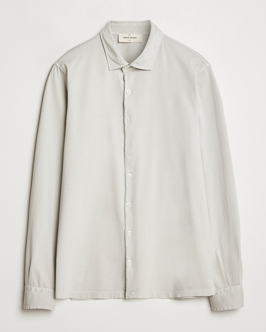 Hombres | Camisas | Gran Sasso | Washed Cotton Jersey Shirt Beige
