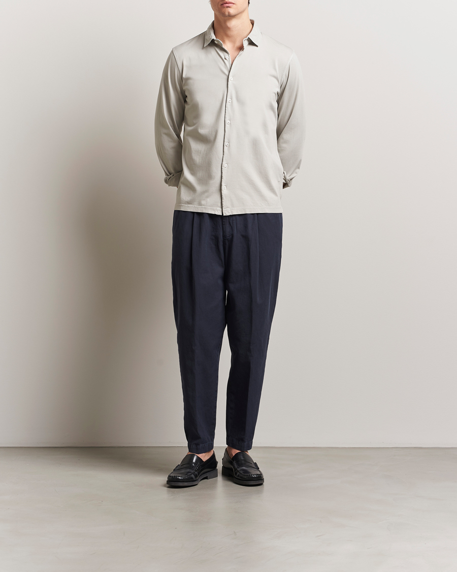 Hombres | Camisas | Gran Sasso | Washed Cotton Jersey Shirt Beige