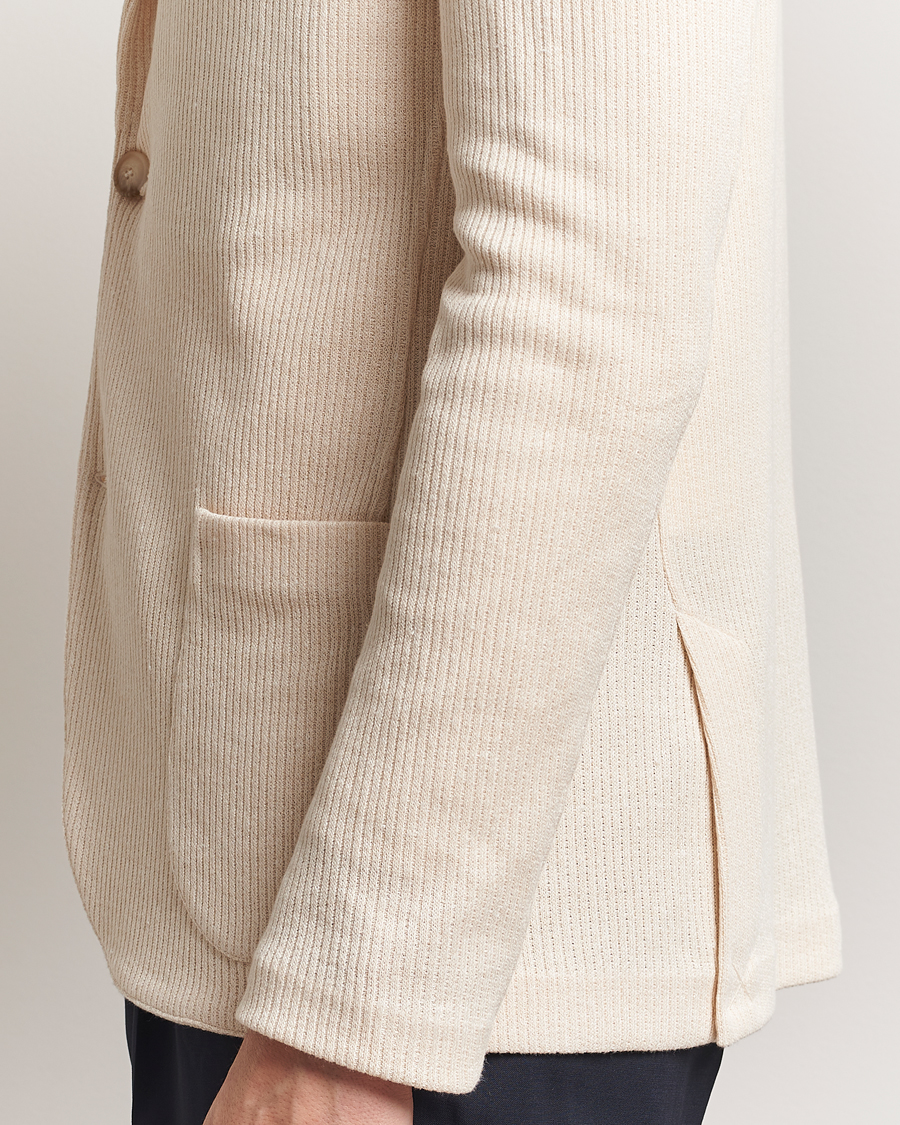 Hombres | Blazers | Gran Sasso | Linen/Cotton Knitted Blazer Cream