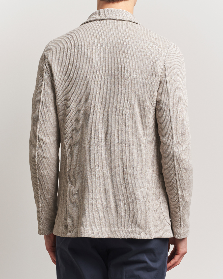 Hombres | Blazers | Gran Sasso | Linen/Cotton Knitted Blazer Beige Melange
