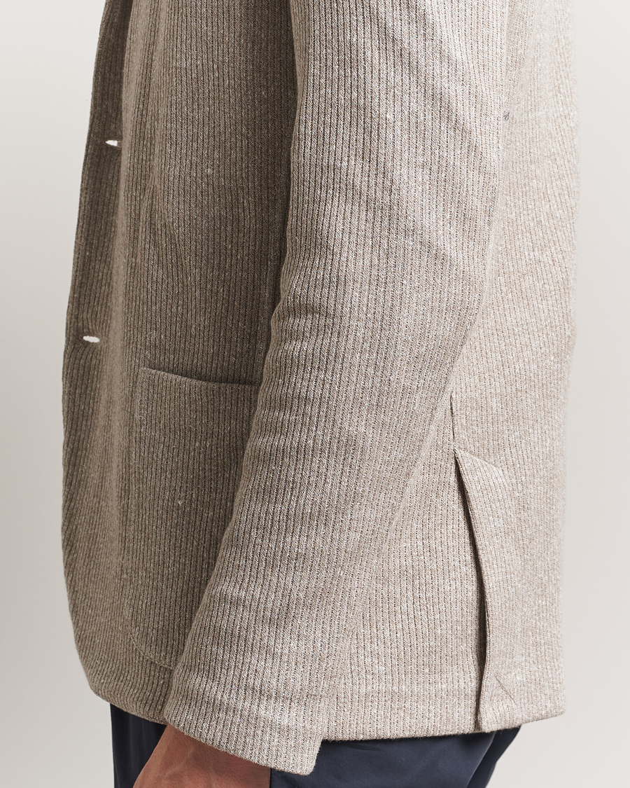 Hombres | Blazers | Gran Sasso | Linen/Cotton Knitted Blazer Beige Melange