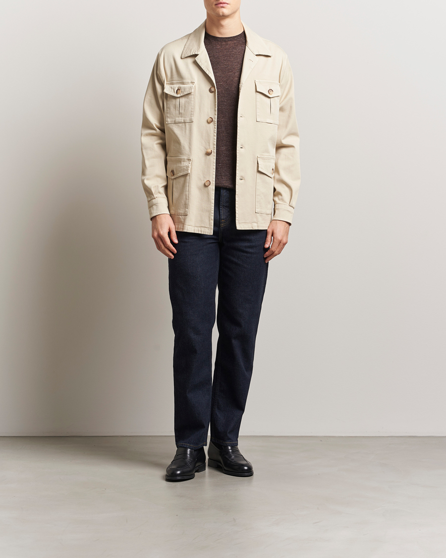 Hombres | Abrigos y chaquetas | Gran Sasso | Cotton Twill Safari Jacket Beige