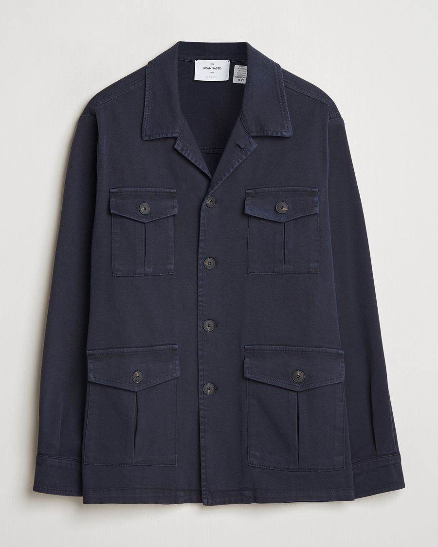 Hombres | Abrigos y chaquetas | Gran Sasso | Cotton Twill Safari Jacket Navy