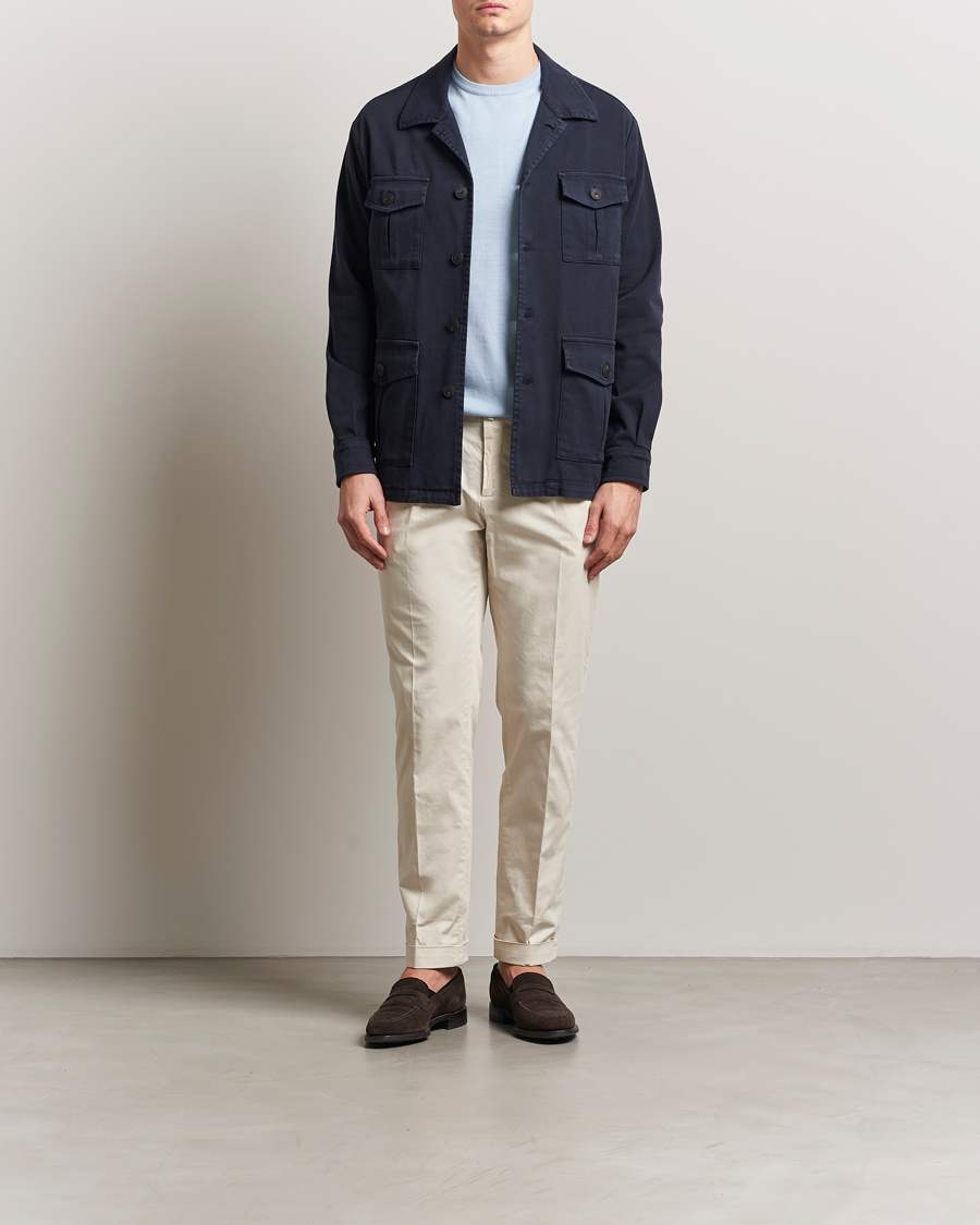 Hombres | Abrigos y chaquetas | Gran Sasso | Cotton Twill Safari Jacket Navy