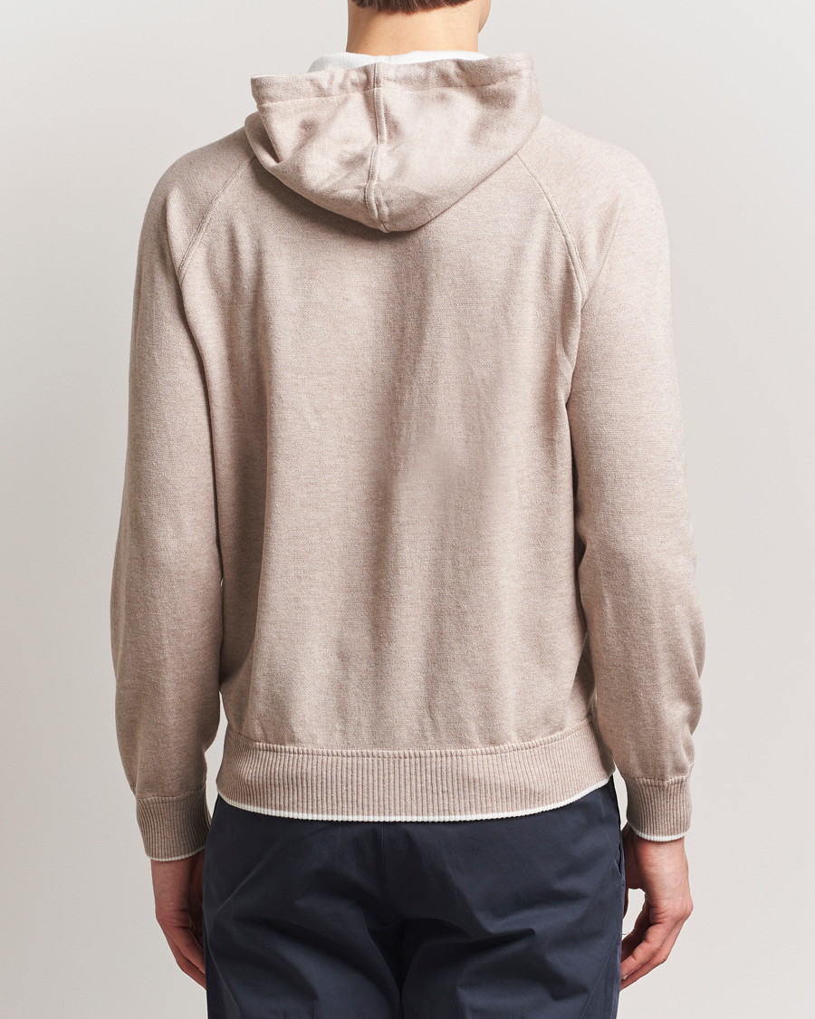 Hombres | Jerséis y prendas de punto | Gran Sasso | Cotton/Cashmere Knitted Hooded Full Zip Beige
