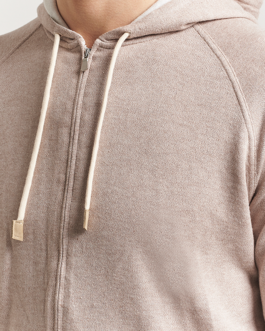 Hombres | Jerséis y prendas de punto | Gran Sasso | Cotton/Cashmere Knitted Hooded Full Zip Beige
