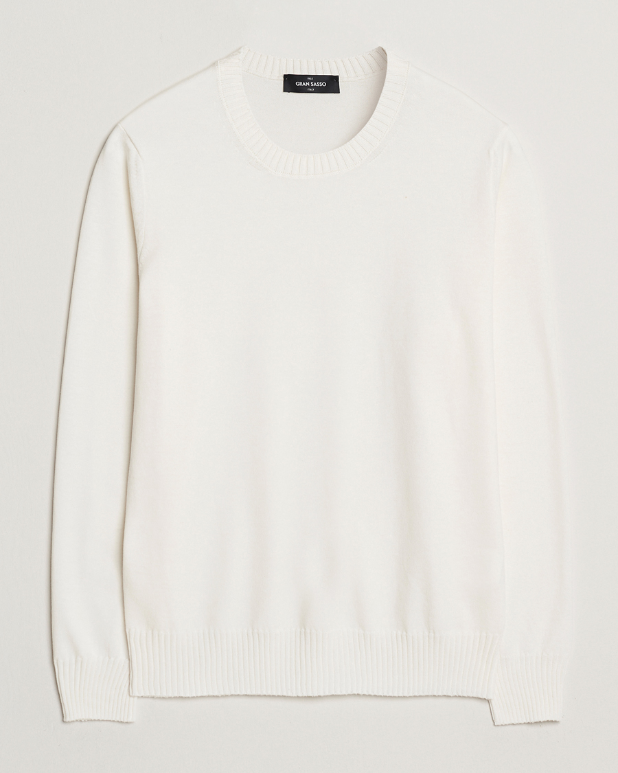 Hombres | Jerséis y prendas de punto | Gran Sasso | Cotton/Cashmere Knitted Crew Neck Sweater Cream Melange