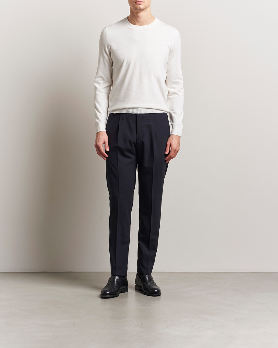 Hombres | Jerséis y prendas de punto | Gran Sasso | Cotton/Cashmere Knitted Crew Neck Sweater Cream Melange