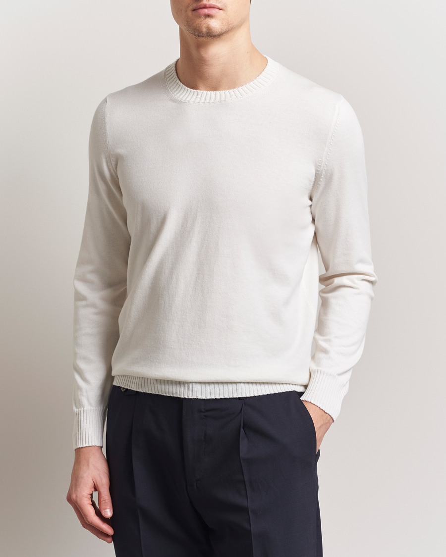 Hombres | Jerséis y prendas de punto | Gran Sasso | Cotton/Cashmere Knitted Crew Neck Sweater Cream Melange