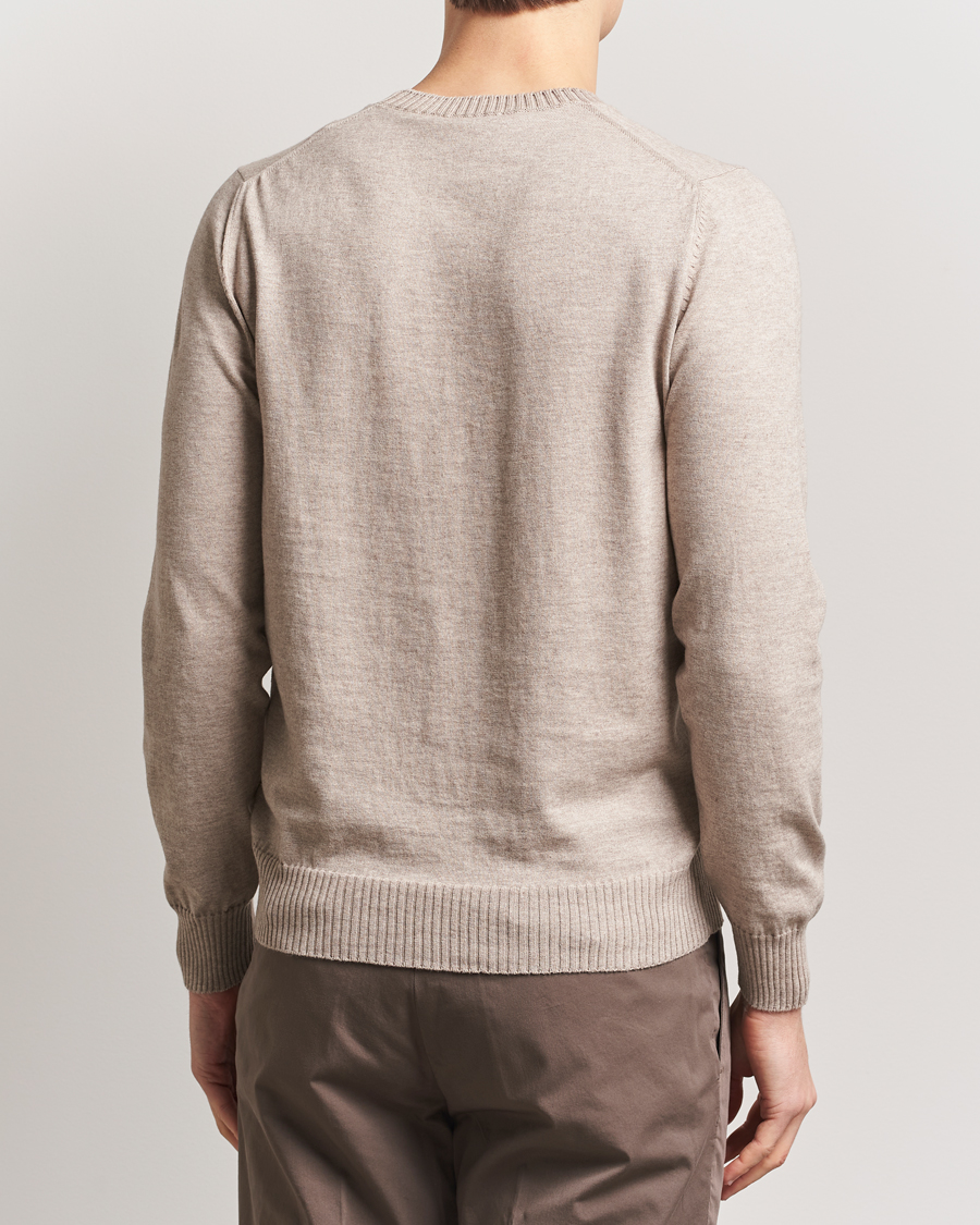 Hombres | Jerséis y prendas de punto | Gran Sasso | Cotton/Cashmere Knitted Crew Neck Sweater Beige Melange