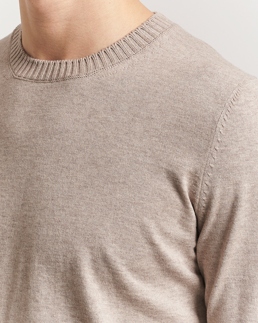 Hombres | Jerséis y prendas de punto | Gran Sasso | Cotton/Cashmere Knitted Crew Neck Sweater Beige Melange