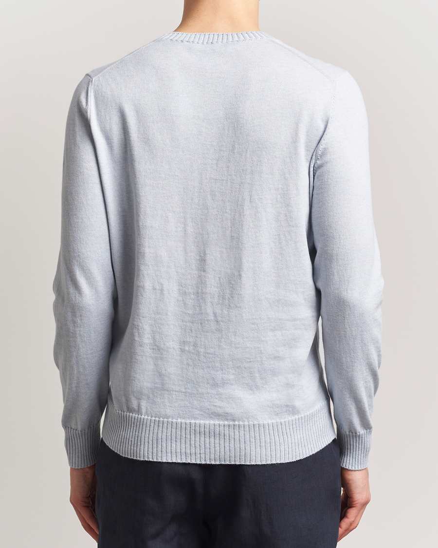Hombres | Jerséis y prendas de punto | Gran Sasso | Cotton/Cashmere Knitted Crew Neck Sweater Blue Melange