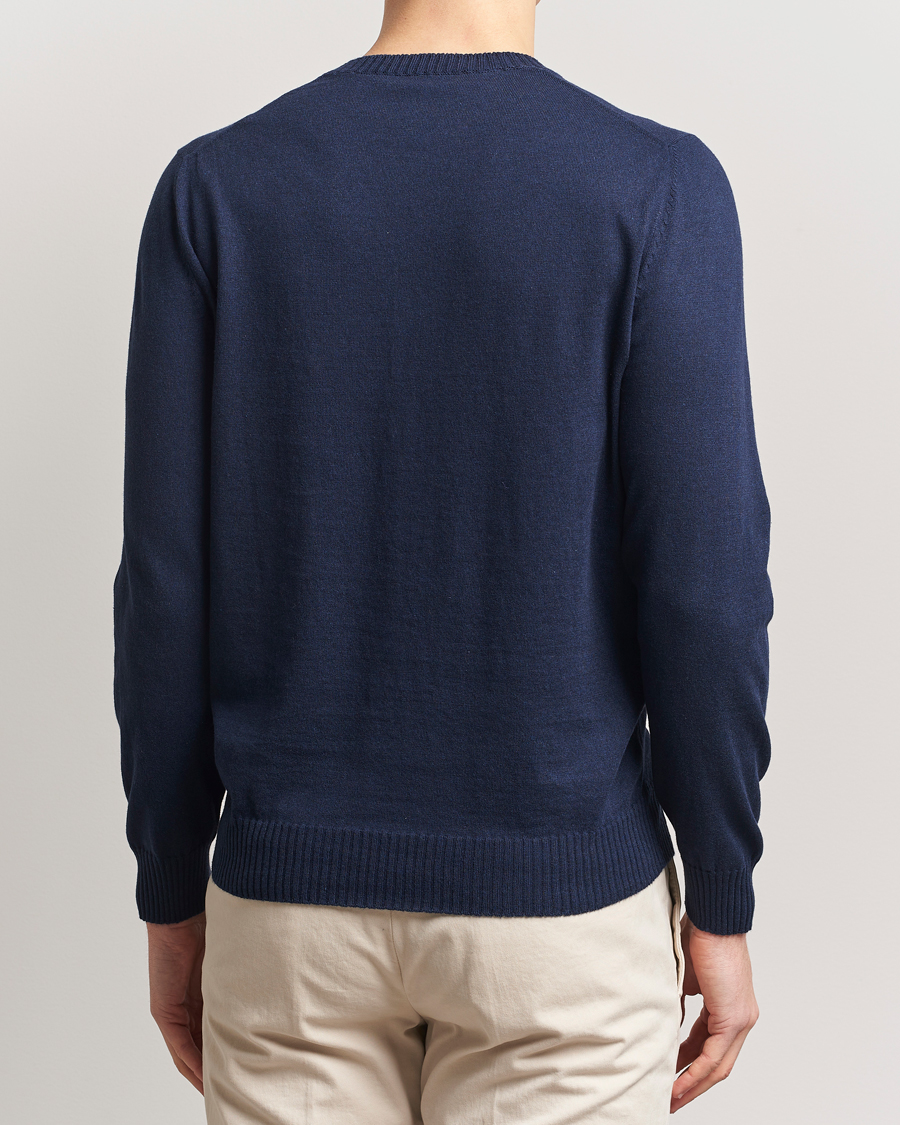 Hombres | Jerséis y prendas de punto | Gran Sasso | Cotton/Cashmere Knitted Crew Neck Sweater Navy Melange