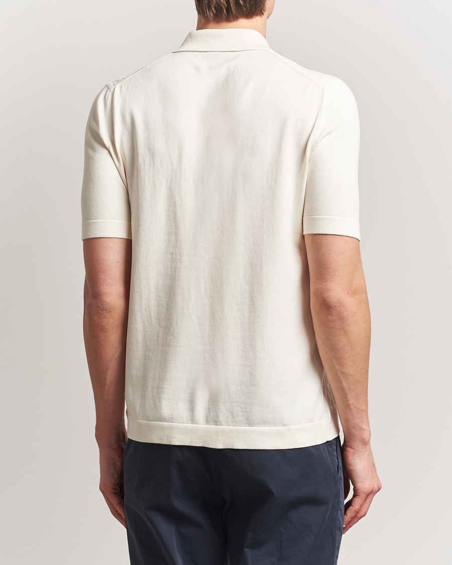 Hombres | Camisas | Gran Sasso | Cotton Cable Knitted Short Sleeve Shirt Cream