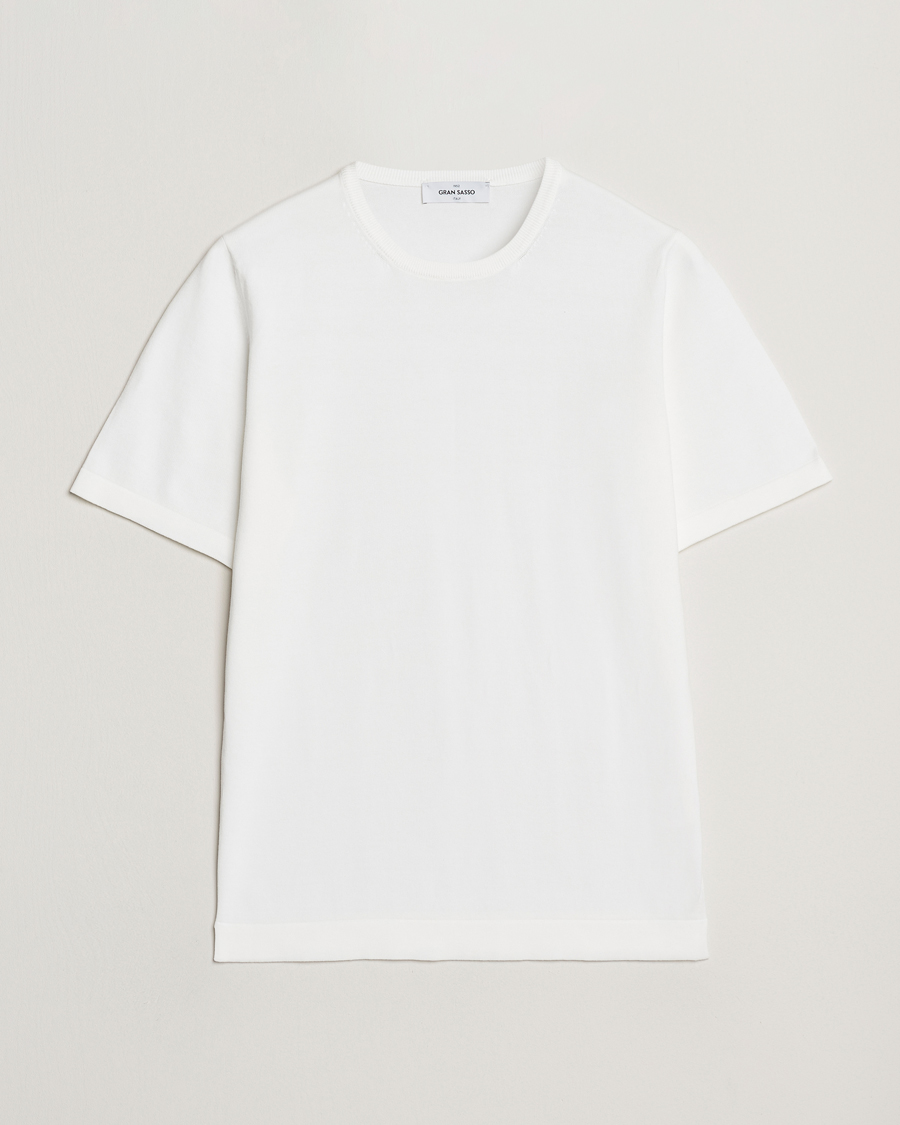 Hombres | Camisetas | Gran Sasso | Cotton Knitted Crew Neck T-Shirt White