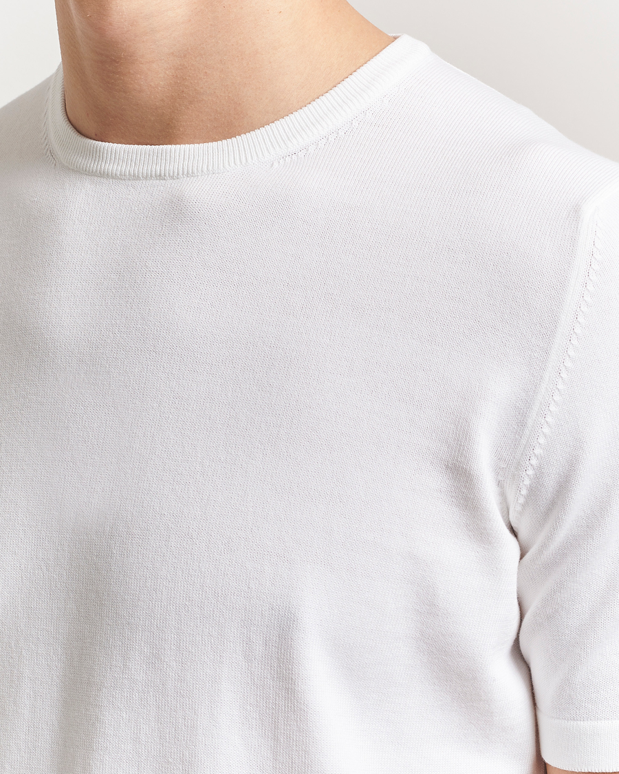 Hombres | Camisetas | Gran Sasso | Cotton Knitted Crew Neck T-Shirt White