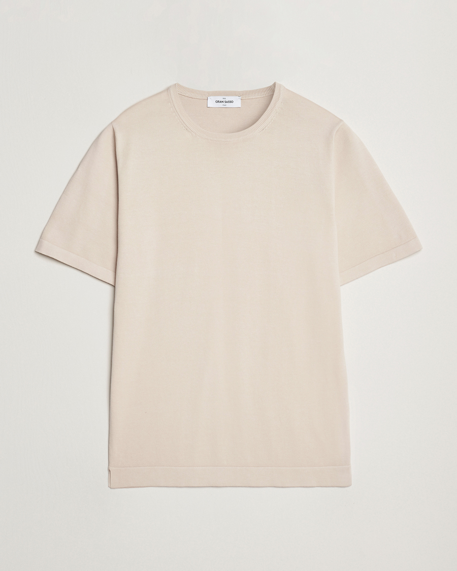 Hombres | Camisetas | Gran Sasso | Cotton Knitted Crew Neck T-Shirt Beige
