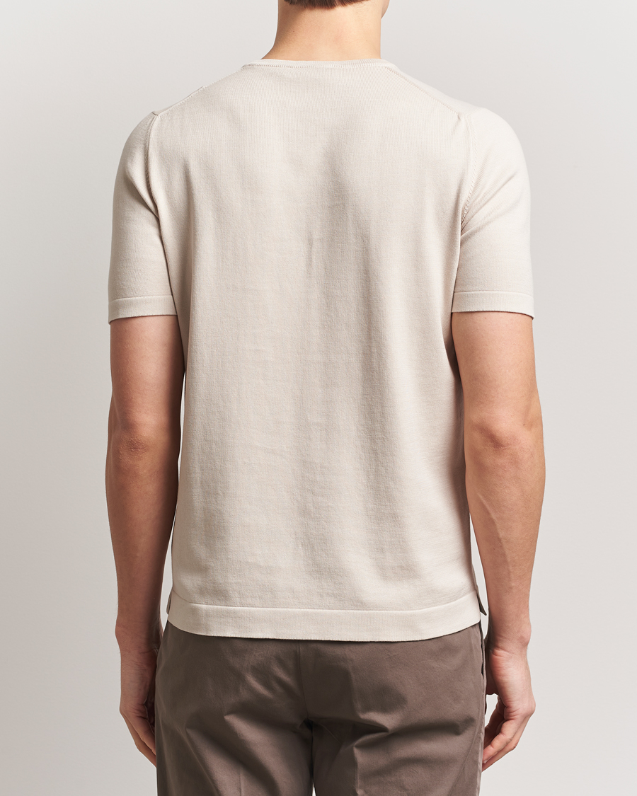 Hombres | Camisetas | Gran Sasso | Cotton Knitted Crew Neck T-Shirt Beige