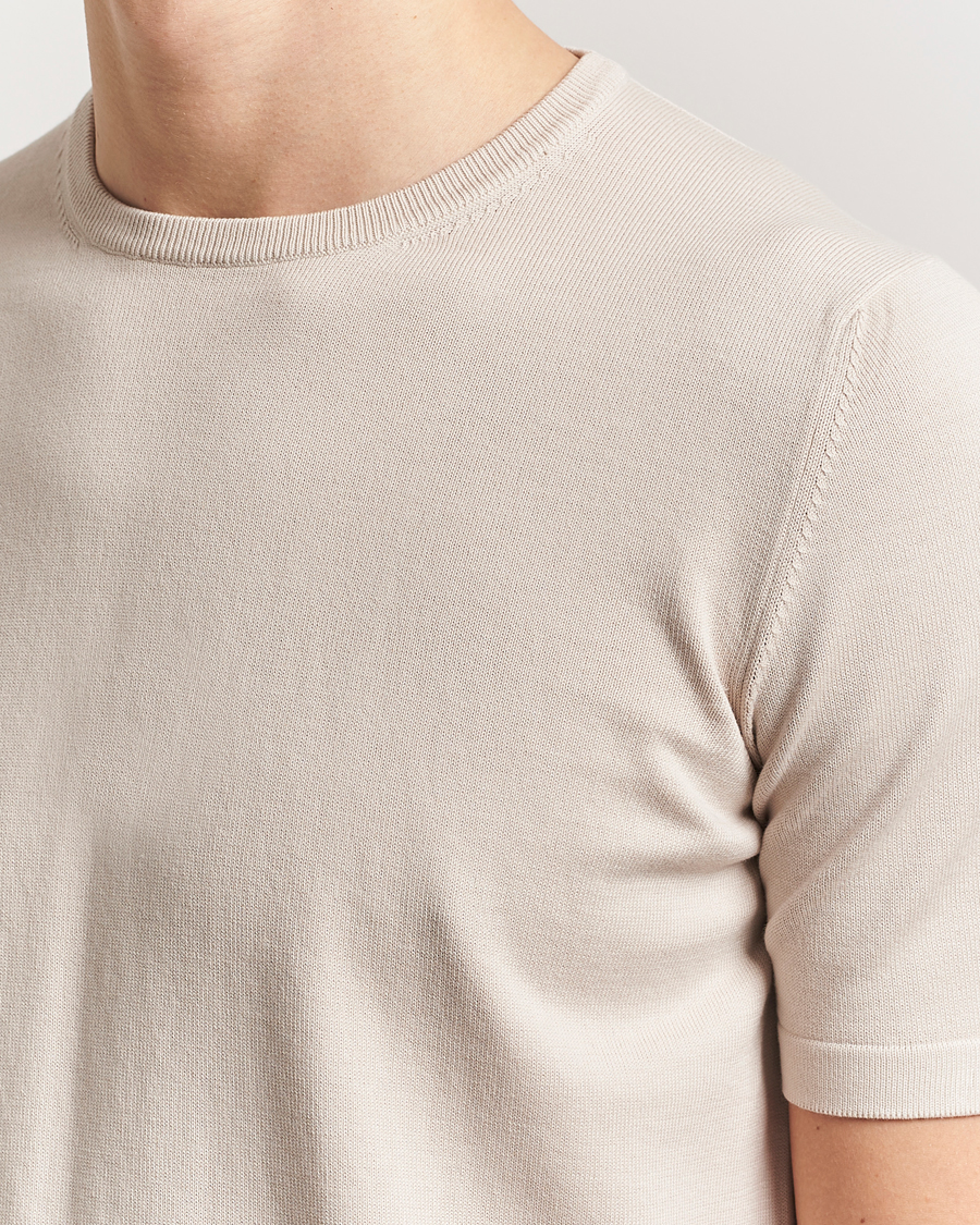Hombres | Camisetas | Gran Sasso | Cotton Knitted Crew Neck T-Shirt Beige