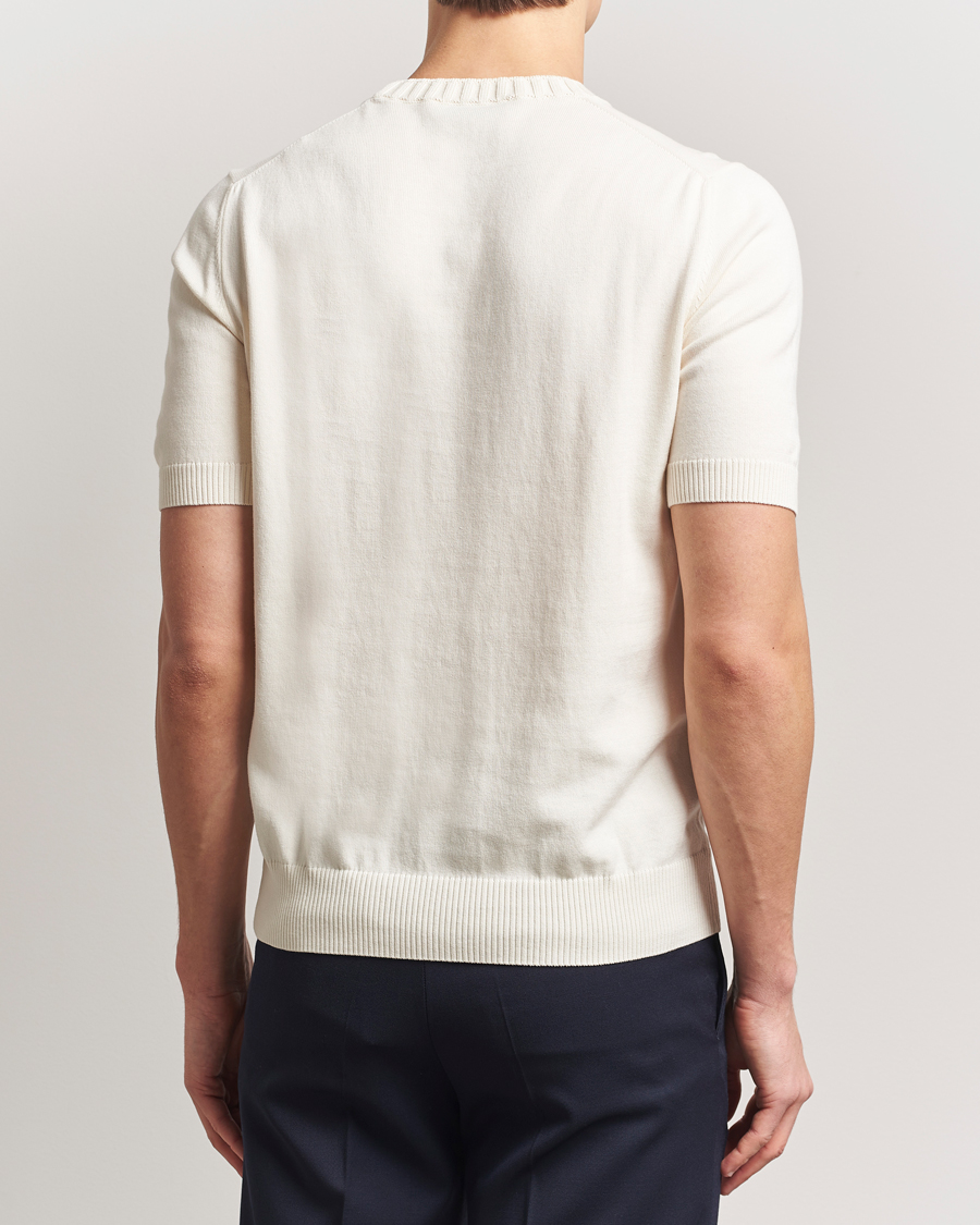 Hombres | Camisetas | Gran Sasso | Cotton Heavy Knitted Crew Neck T-Shirt Cream