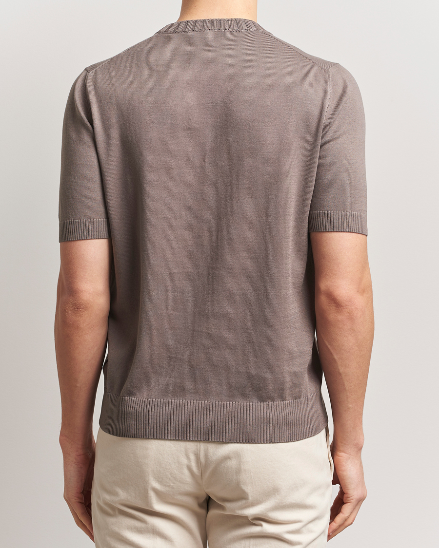 Hombres | Camisetas | Gran Sasso | Cotton Heavy Knitted Crew Neck T-Shirt Brown