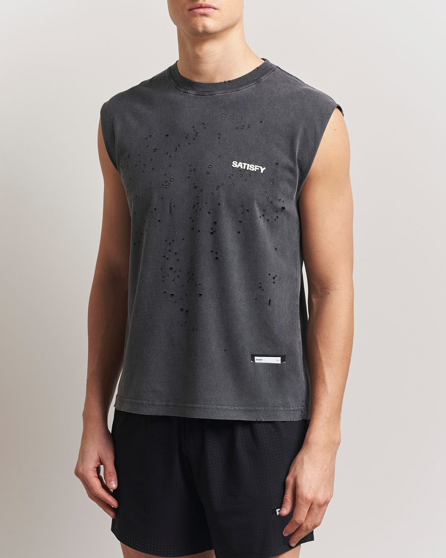 Hombres | Camisetas | Satisfy | MothTech Muscle Tee Aged Black