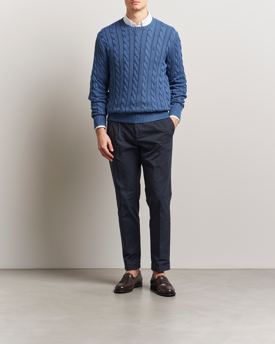 Hombres | Jerséis y prendas de punto | Polo Ralph Lauren | Cotton Cable Pullover Bright Blue