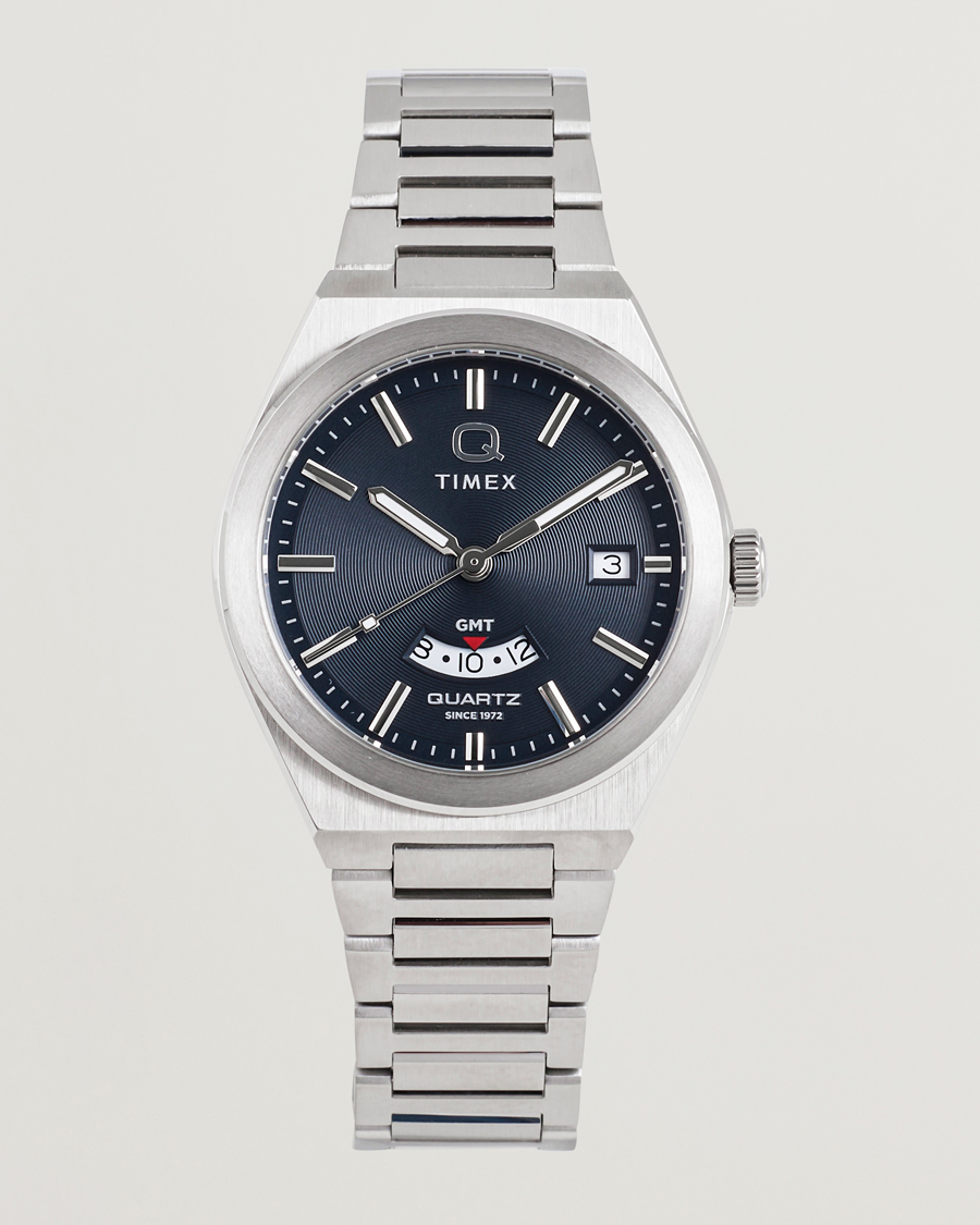 Hombres | Timex Q Timex Continental GMT Stainless Steel 39mm Black Dial | Timex | Q Continental GMT Stainless Steel 39mm Black Dial