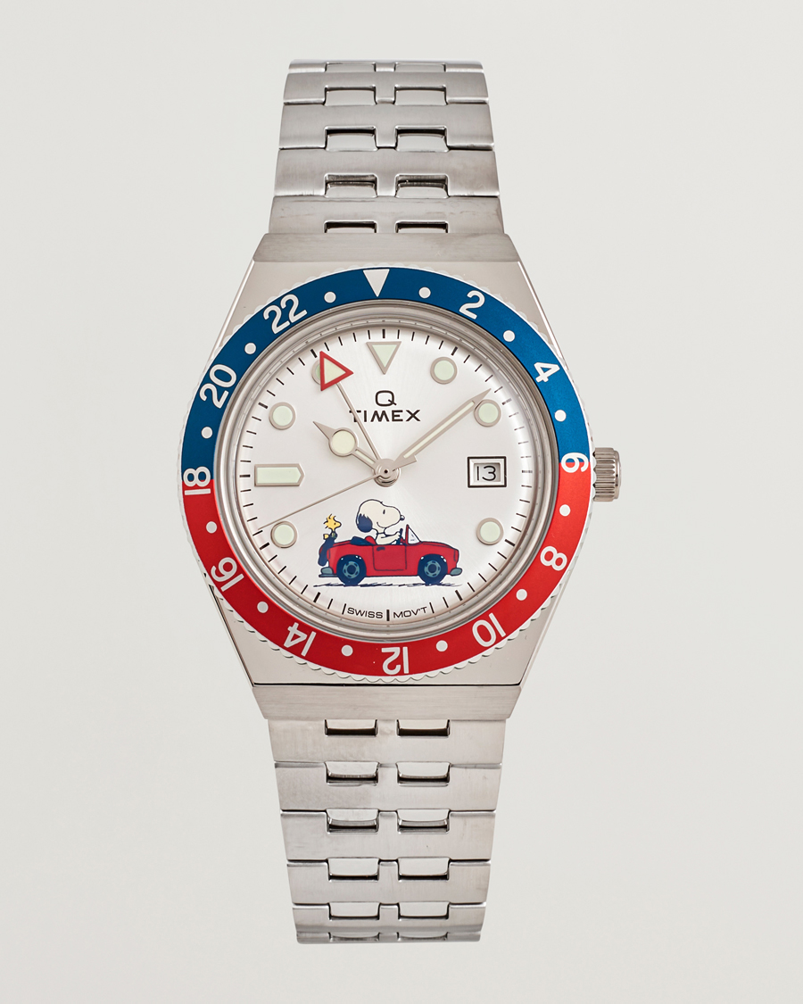 Hombres | Timex Timex X Peanuts Q GMT Snoopy 38mm Silver Dial | Timex | X Peanuts Q GMT Snoopy 38mm Silver Dial