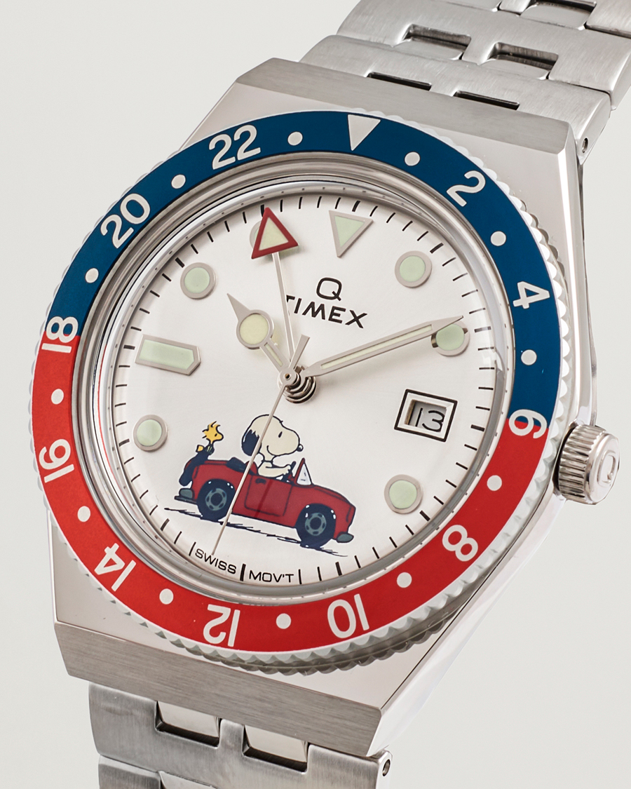 Hombres | Timex Timex X Peanuts Q GMT Snoopy 38mm Silver Dial | Timex | X Peanuts Q GMT Snoopy 38mm Silver Dial