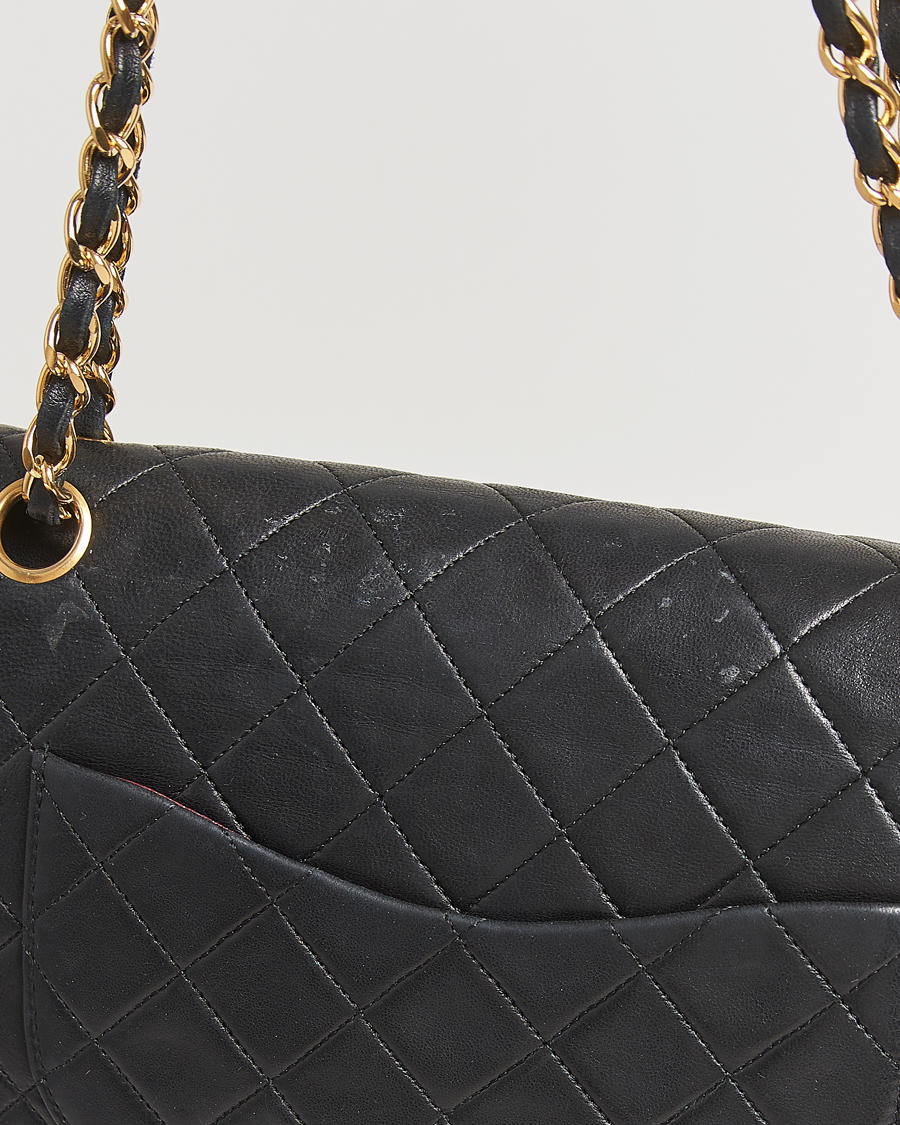 Hombres | Chanel Pre-Owned Classic Medium Double Flap Bag Lambskin Black | Chanel Pre-Owned | Classic Medium Double Flap Bag Lambskin Black