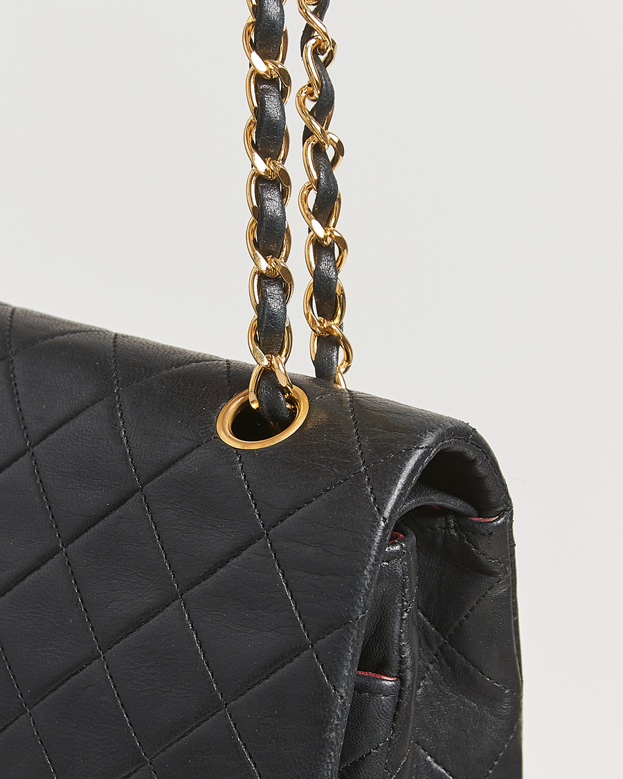 Hombres | Chanel Pre-Owned Classic Medium Double Flap Bag Lambskin Black | Chanel Pre-Owned | Classic Medium Double Flap Bag Lambskin Black