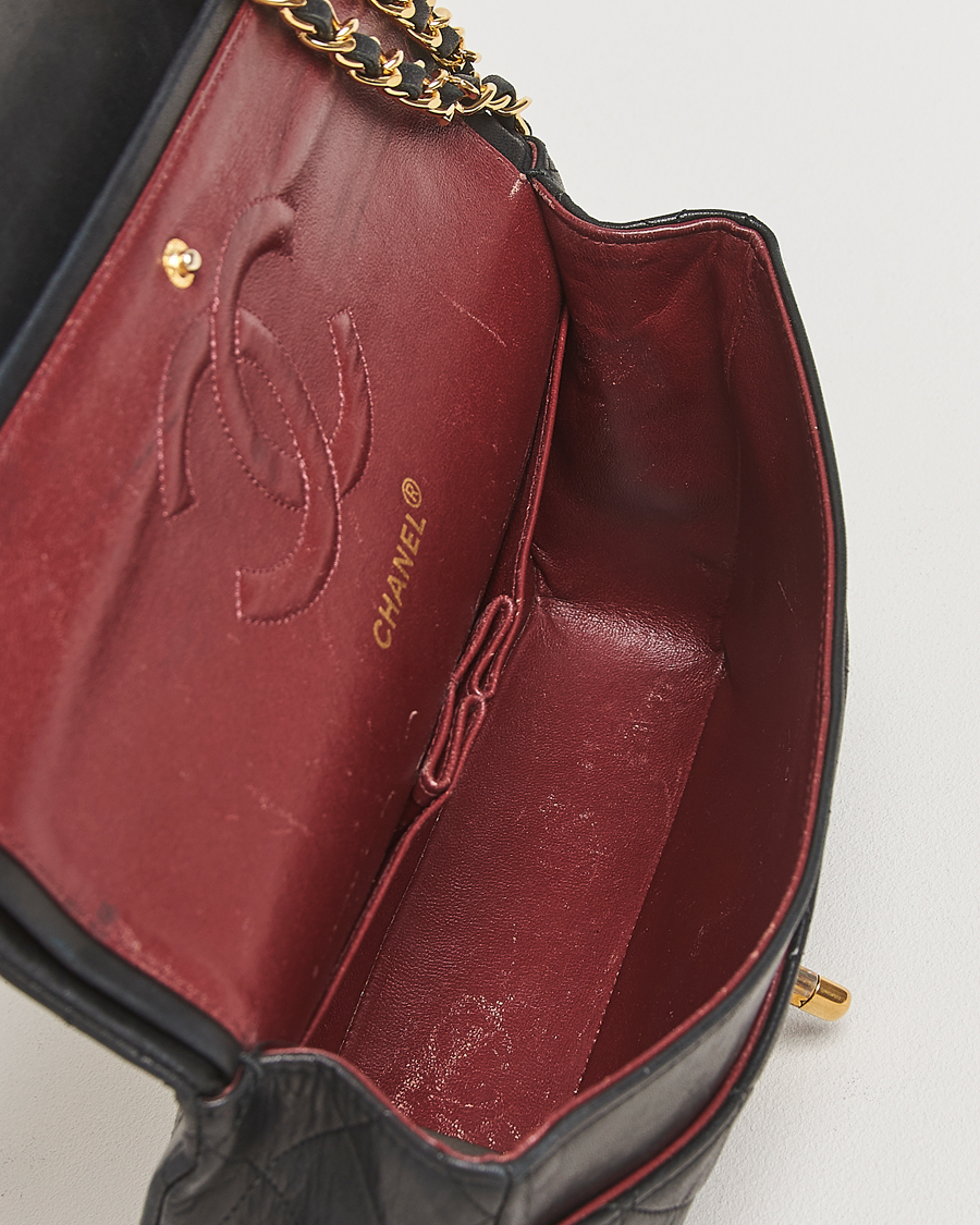 Hombres | Chanel Pre-Owned Classic Medium Double Flap Bag Lambskin Black | Chanel Pre-Owned | Classic Medium Double Flap Bag Lambskin Black