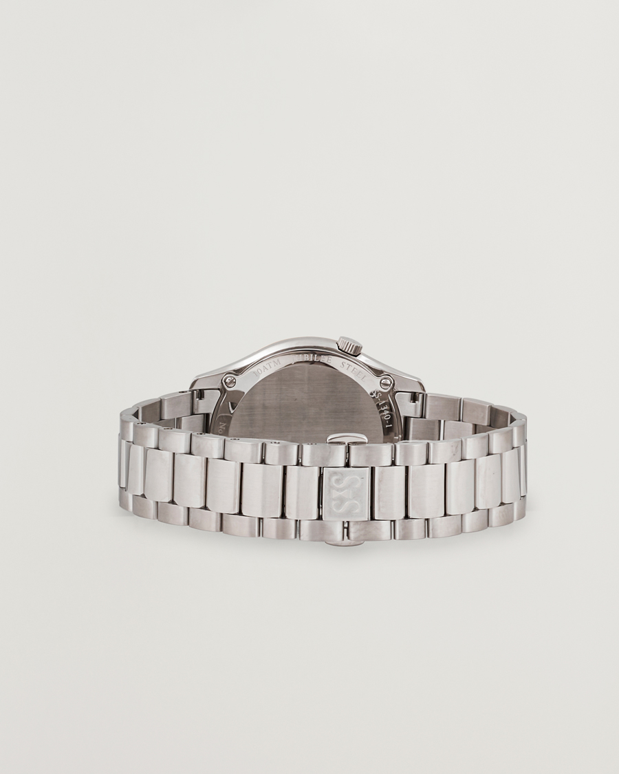 Hombres | Sjöö Sandström Jubilee Steel Quartz 40mm Gold Bezel White/Steel | Sjöö Sandström | Jubilee Steel Quartz 40mm Gold Bezel White/Steel