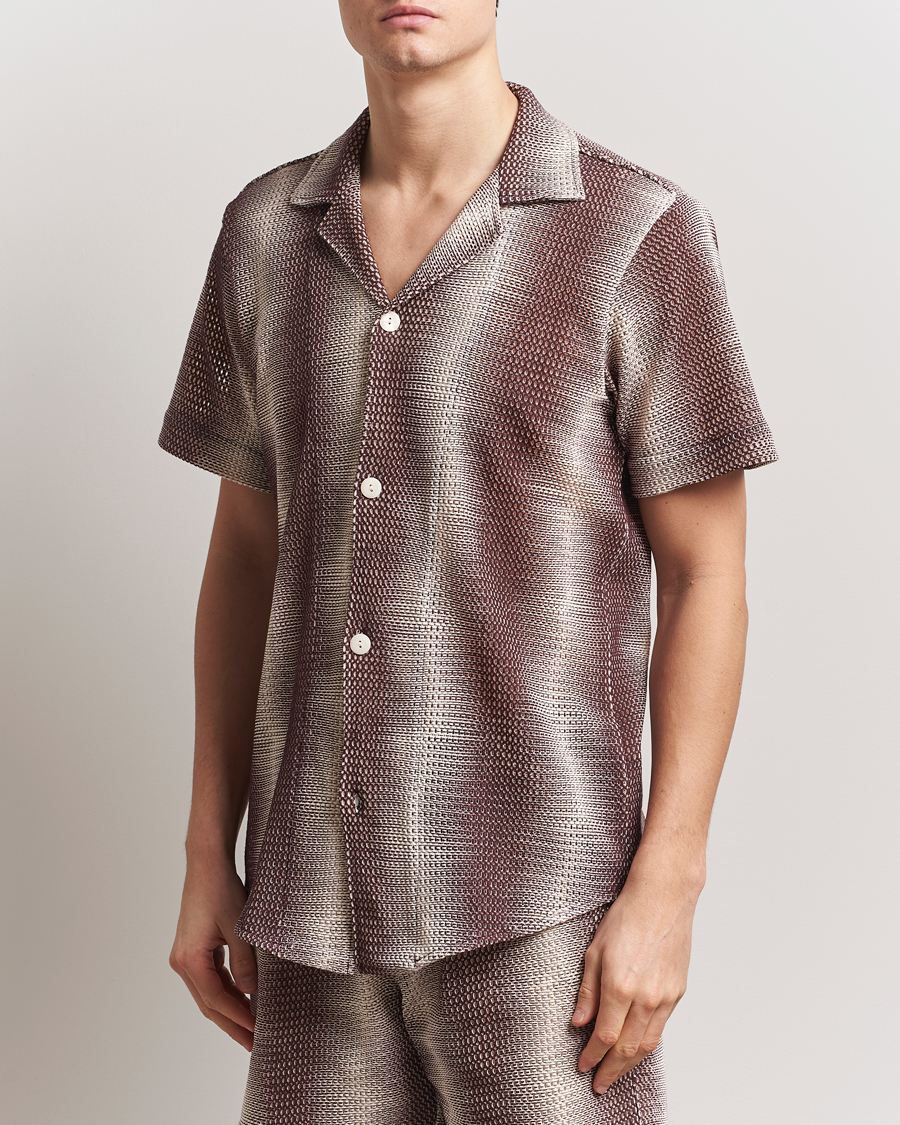 Hombres | Camisas | OAS | Short Sleeve Cuba Net Shirt Merlot Echo