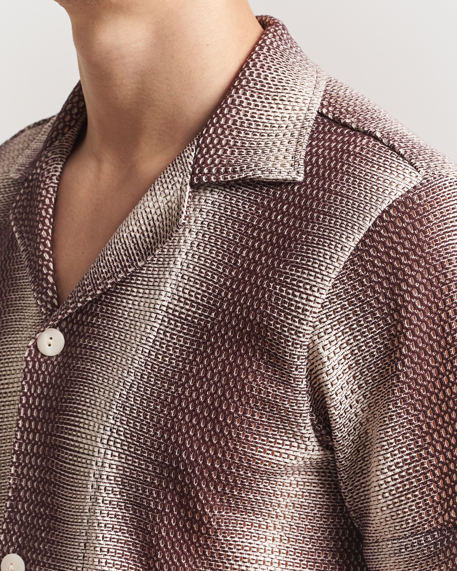 Hombres | Camisas | OAS | Short Sleeve Cuba Net Shirt Merlot Echo