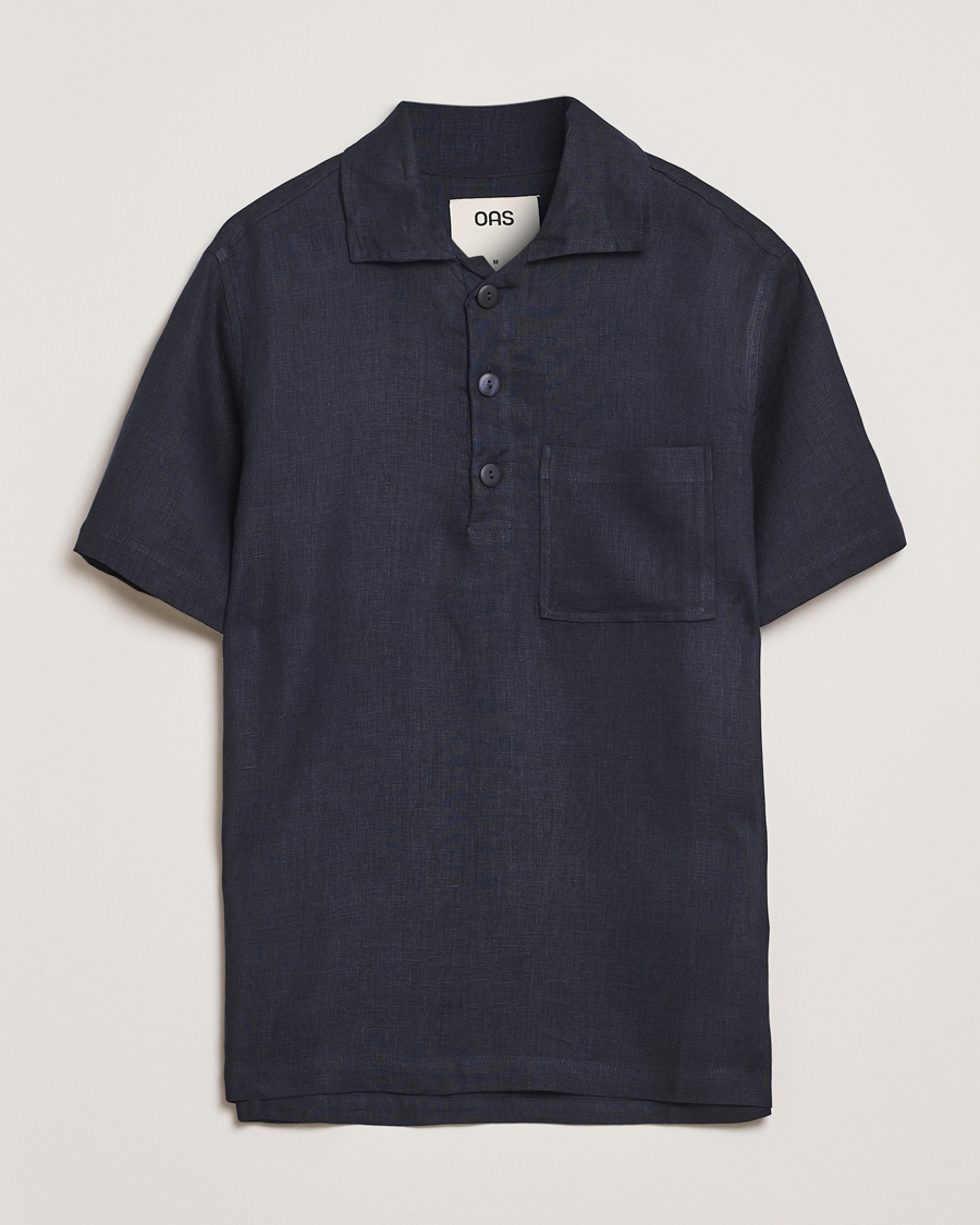 Hombres | Camisas | OAS | Cuba Linen Shirt Dark Navy