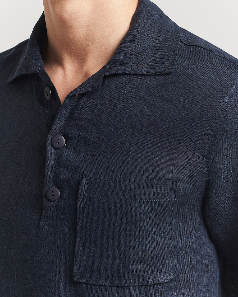 Hombres | Camisas | OAS | Cuba Linen Shirt Dark Navy
